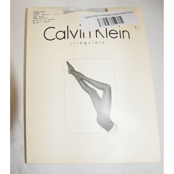 CALVIN KLEIN IRREGULARS BLACK CONTROL TOP PANTYHOSE/SIZE B-2/NEW/USA - Picture 1 of 2